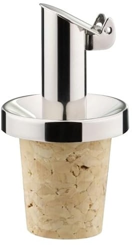 Westmark Öl-/Essig-Ausgießer für Flaschen, mit Kläppchen, Metall/rostfreier Edelstahl, Naturkorken, Inox Öl-Spezial, 47802180