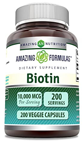 Amazing Formulas Biotin (Vitamin B7) 10 Mg Supplement | 200 Veggie Capsules | Non-GMO | Gluten-Free | Made in USA | Suitable for Vegetarians