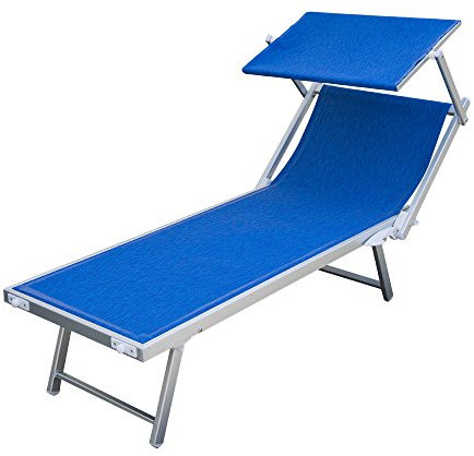 Lettino mare blu alluminio textilene stabilimento piscina sdraio relax BC807806