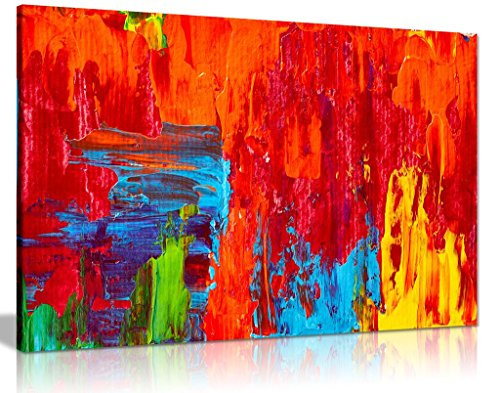 Abstract Contemporary Red Oil Printing Canvas Wall Art Picture Print (30x20)