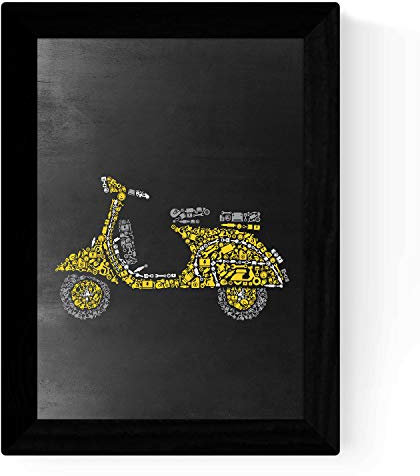 Nacnic Blatt gelb und grau gelb Vespa in der Größe A3 Poster mit schwarzem Hintergrund Tafel Stil. 250 gr Papier und hohe Qualität Tinten.