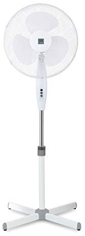Knight 16 Pedestal Stand Fan | 1.4 Height | 3 Speeds | Oscillating & Tilting Head | Extra Wide Cross Base | Electric Powerful Fan for Home or Office [Energy Class A++] (White)
