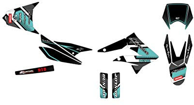 Deko-Set Moto Cross Derbi X-Treme 50 von 2010 bis 2017, türkis
