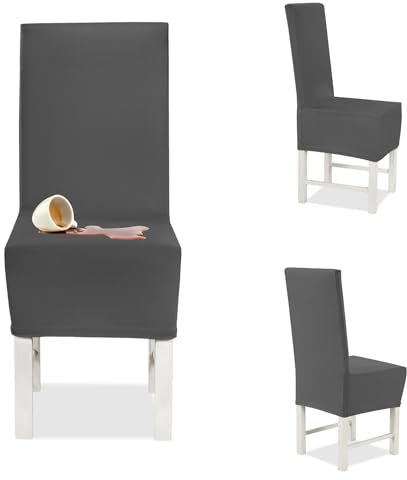 Banzaii - Housse de Chaise – Couverture de Chaise Anti-Taches - 4 pièces Gris, Fabriqué en Italie