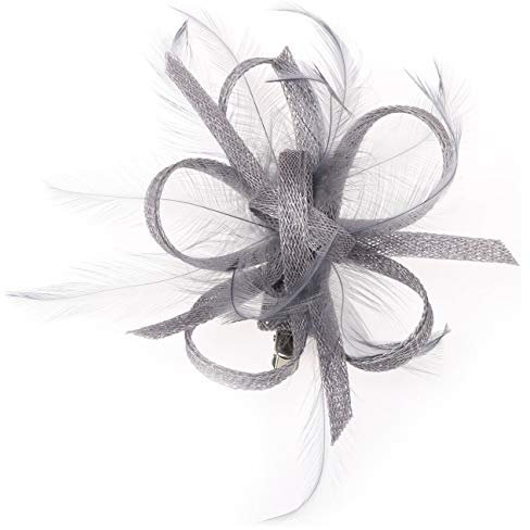 McBURN Clip Fascinator Haarschmuck Kopfschmuck Anlasshut Damen - Made in Italy Sommer Frühling-Sommer - One Size grau