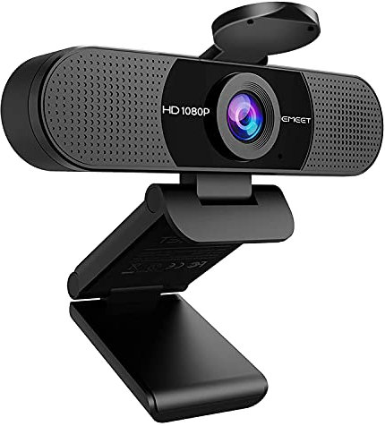 Webcam 1080p – eMeet C960 Full HD Webcam with Microphone for Video Calling, Built-in 2 Mics Ideal Streaming Webcam, 90°Wide-angle View, USB Webcam Plug and Play, Low-Light Correction and Fixed Focus