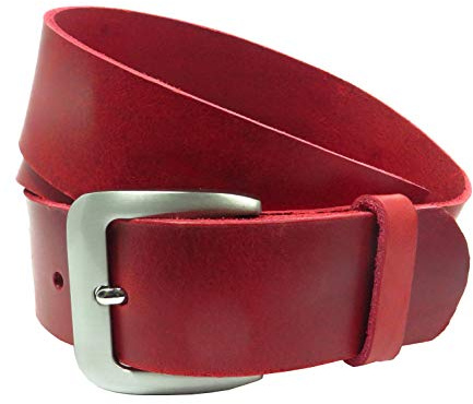 Chrissys-in Ledergürtel rot Rindsleder 4 cm breit aus eigener Fertigung 100% echtes Leder Damengürtel Herrengürtel Jeansgürtel Arbeitshose Handwerker
