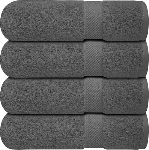 Infinitee Xclusives Bath Towels Set of 4 (70x140 cm) - 100% Cotton, Super Absorbent, Quick-Dry Towels for Bathroom, Spa, Gym & Hotel |Shadow Grey|