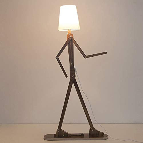 Holz Standleuchte Stehlampe Tuch Textil Weiß Stehleuchte Verstellbar Holz Stehlichter mit Schalter Rund Stoff Schirm Standlampe Kreativ Wohnzimmer Schlafzimmer Büro Modern Design 1.6M Schwarze Walnuss