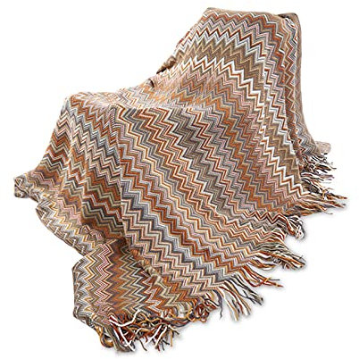 Galatée Hochwertige Kuscheldecke bunt Gemustert Boho Baumwolle Kuscheldecke Sofadecke Bettüberwurf Wohndecke Sofadecke 130x160 cm Gelb
