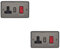 2 PACK | 45A DP Oven/Cooker Switch & Neon Light – POLISHED BLACK NICKEL & Black Trim – 45 Amp Double Pole – Decorative Wall Plate & Red Rocker – On/Off Mains Appliance/Boiler Power Switch