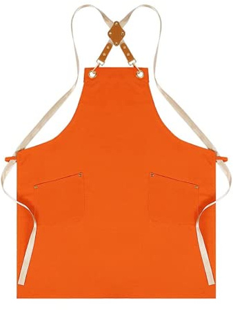 SUMPIGGER Kochschürze, Kreuzrücken, Schürze für Herren und Damen, mit verstellbaren Trägern und Taschen, wasserölabweisend, schmutzabweisend, für Küche, Restaurant, Grill, Orange, Einheitsgröße