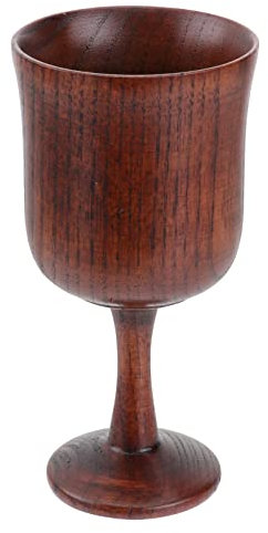TOPBATHY Bicchieri di vino in legno: 5. 3* 2. 95 pollici calice vintage, infrangibile, robusto bicchiere di legno (marrone)