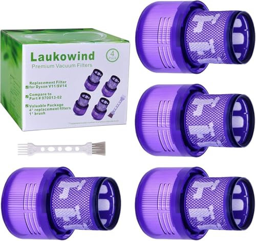 Laukowind 4 Pezzi Filtro per Dyson V11 SV14 V15,Laukowind Filtri di Ricambio Lavabile per Aspirapolvere Dyson V11 SV14 V15,Con Spazzolino di Pulizia,Part # 970013-02
