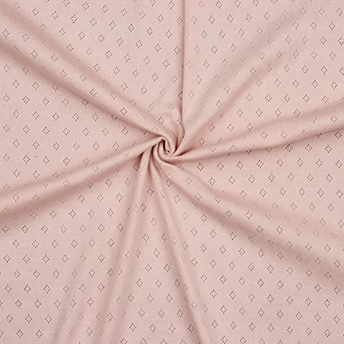 0,5m Pointoille-Stoff Feinstrick-Jersey Baumwollstoff Oeko-Tex Feinstrick Ajour Lochmuster, Farbe:altrosa