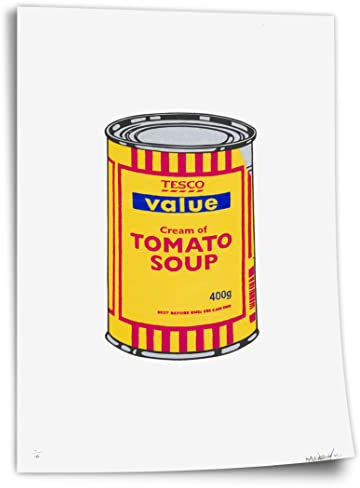 Poster aus Baumwolle Banksy Dose - Tomato Soup - Andy Warhol Pop-Art Modern Street-Art Marketing - Moderner Kunstdruck Klein bis Groß XXL Kunstdruck ohne Rahmen, Wandbild - A4, A3, A2, A1, A0, XXL ..