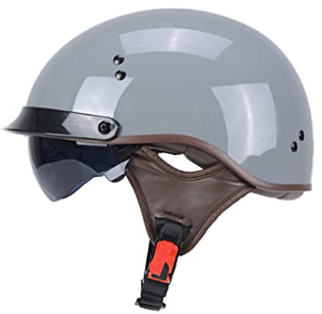 XDKJ Adulti Caschi Demi-Jet, Mezzo Casco Scodella Nero, Stile di Strada Aperto Faccia Casco Uomo Donna DOT/ECE Autenticare, Mezzo Casco Scodella per Scooter Aperto Caschi da Moto Mezzo Casco
