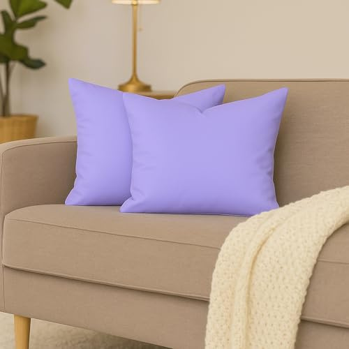 Hans-Textil-Shop 2er Set Kissenbezüge, 100% Baumwolle, Reißverschluss - Kopfkissen, Dekokissen, Couchkissen, Sofakissen (40x40 cm, Flieder)