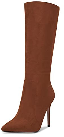 Saekcted Donna Spillo Alto High Tacco Heel Chiusa a Punta Metà polpaccio Cerniera Ufficio Clear Classico Stivali 10 CM Heels Marrone 43 EU