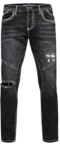 Rusty Neal Jeanshose Herren Jeans 'NISHO' Straight-Fit Stretch Streetwear Biker Jeans-Hose Destroyed Washed Biker-Pants 243