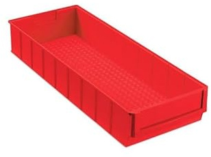 Rote Industriebox 500 B | HxBxT 8,1x18,3x50cm | 6 Liter| Sichtlagerkasten, Sortimentskasten, Sortimentsbox, Kleinteilebox