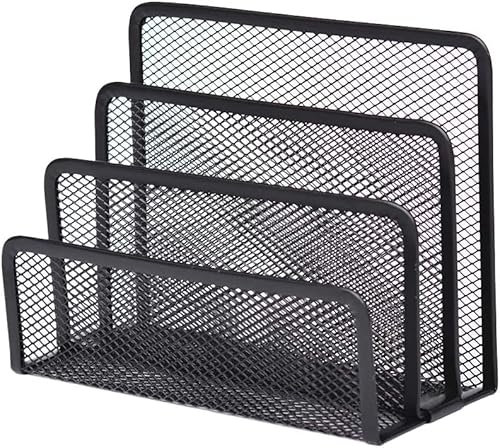 LATRAT Zeitungsständer Metal Magazin Organizer Platzsparender Tisch Organizer mit 4 Abschnitte für Briefumschlägen Dokumenten Zeitungen