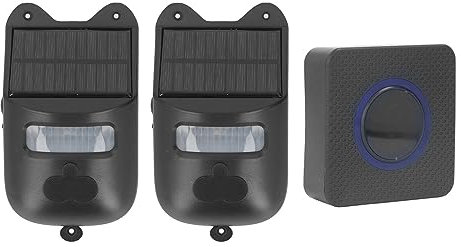 Bewegungsmelder Türgong, 129Db 12 LED Lichter Wasserdichtes Outdoor Türklingel Kit, Solar Bewegungsmelder Alarm mit Stroboskop Licht, USB 120° Winkel Bewegungsmelder Türklingel