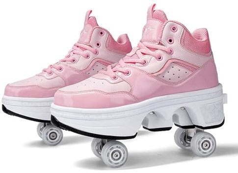 Schuhe mit Rädern Rollschuhe 4 Räder Skateboard Sneaker Sportschuhe mit Rädern Online Skates für Erwachsene Unisex,37