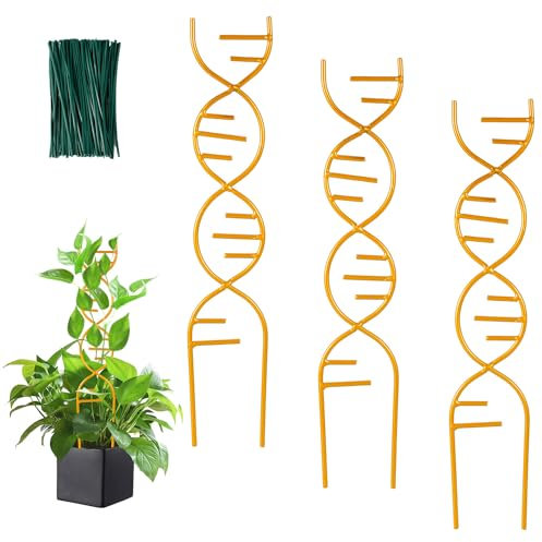 3pcs Treillis pour Plantes 36,50cm, avec 100pcs Attaches Torsadées, Tuteur Plante Grimpante en Métal, pour Plantes Grimpantes en Pot, Support Plante Grimpante pour Intérieur, Fleurs