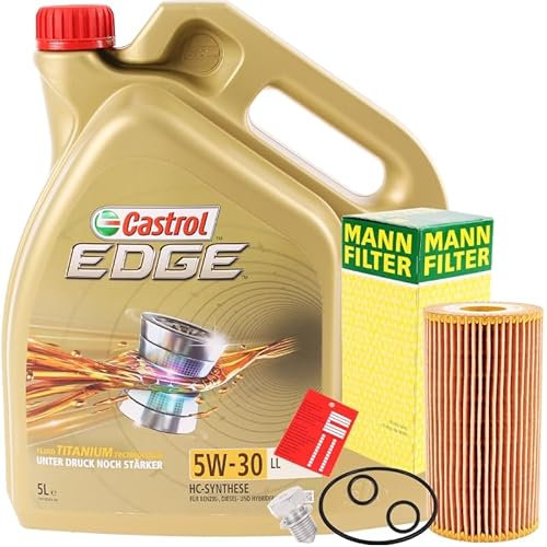 Inspektionspaket Ölwechsel Set Ölfilter + Motoröl 5W-30, 5 Liter Edge Tatanium, passend für VAG 1.6 | 2.0 TDI