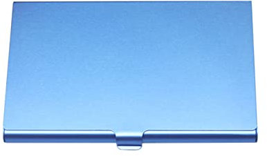 TEHAUX Metall Visitenkartenhalter Aluminiumlegierung Business Kartenetui Kompakt Blau Für Geschäftspartner Desktop Organizer