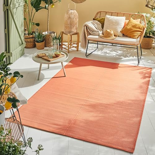 Nazar Tapis Extérieur pour Jardin, Terrasse, Balcon et Camping - Léger et Réversible (1747 Corail, 120x160 cm)