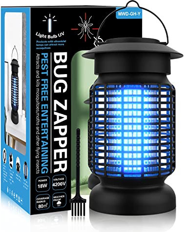 HOTOOLME Insektenvernichter Elektrisch Mückenlampe 18W 4200V UV Licht wasserdichter IPX4 Fliegenfalle Elektrisch für Innen Schlafzimmer und Außen Gärten
