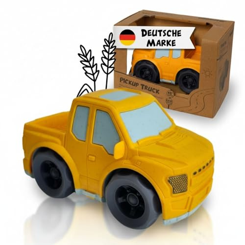 alldoro Kipplaster, Spielzeug-Auto, Baustellen-Fahrzeug, mit Kippmulde | robuster Kunststoff-Weizenstroh-Mix, 18 cm groß, im Kinderzimmer & als Sandspielzeug, im Garten, Sandkasten oder am Strand