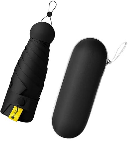 AIBO LIFE Compact Folding Umbrella Anti UPF 50 UV Protection 99.9% Sun Travel Umbrella/Lightweight Small Portable Backpack/Rain Sun/Men Women Kids (upgrade-black)