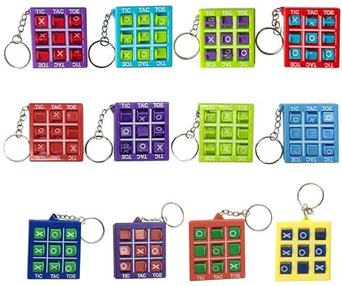 Scettar 18 Stück Tic Tac Toe Schlüsselanhänger für Kinder Alter 8-12, Tic Tac Toe Kunststoff Mini Rucksack Schlüsselbund, für Party Mitgebsel Geburtstag Jungen Mädchen(12 Farben)