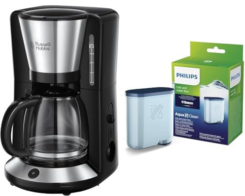 Russell Hobbs Kaffeemaschine [Brausekopf für optimale Extraktion&Aroma] Adventure & Philips AquaClean Kalk- und Wasserfilter für Espressomaschine, Kein Entkalken bis 5000 Tassen, Einzelpack