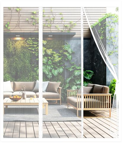 Zanzariera Magnetica per Porta, 150x200CM Tenda Calamita Zanzariere, Anti-zanzare Anti-insetti, Si Chiude da Sola, Tenda Anti Mosche per Balcone, Terrazzo Doppia Apertura Laterale (Bianco)