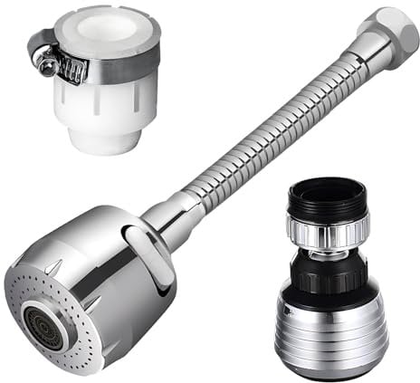 JYJLLM Matching Adapter with one Length and one Short Kitchen Tap Spray Head,Faucet Extender,Save Water 360° Swivel Tap Aerator,Extension Spray Head for Faucet