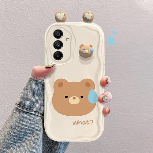 hdqICase Etui 3D Cartoon Compatible avec Samsung Galaxy A35, | Coque Silicone Antichoc avec Mignons Ours,Lapins et Grenouilles