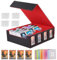 Caja para cartas Magic the Gathering, 4 Filas Cuero de PU Magnetic Flip Deck Box, Caja de Almacenamiento de Tarjetas coleccionables con 24 divisores coloridos para más de 3000+ tarjetas (blackred)