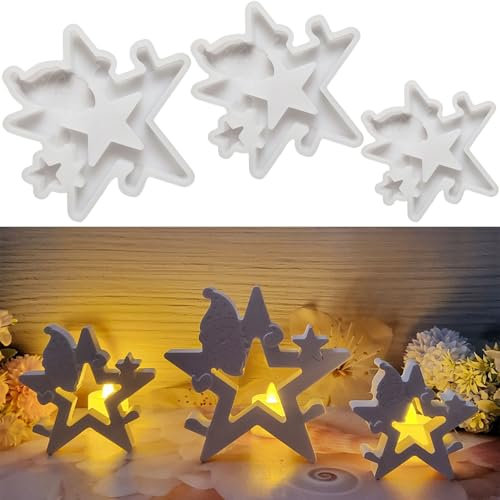ALEFBET Silikonformen Gießformen, Silikonform Weihnachten Stern, Silikon Gießform Weihnachten, Gipsformen zum Gießen, Epoxidharz Formen zur Herstellung von Weihnachtsdekorationen