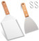 Grillspachtel Set, 2 Stück Burger-Set, Grillwender Pfannenwender Spachtel Mit Holzgriffen Teppanyaki-Zubehör für Burgerpresse Teppanyaki Barbecue Steak Pizza