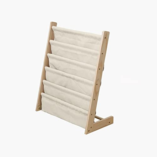 Porte-revues en bois avec 6 niveaux et paniers en tissu pliable pour documents
