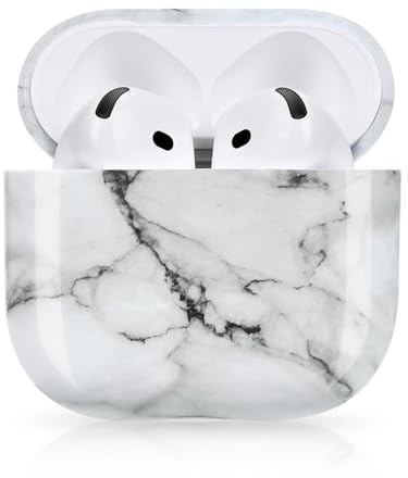 Newseego für Airpods 4 Hülle Marmor Muster, Weiß | Harte PC Schutzhülle, Ästhetisch Süßes Design, für Frauen Mädchen, Dünn, Vollschutz, Stoßfest, Kratzfeste