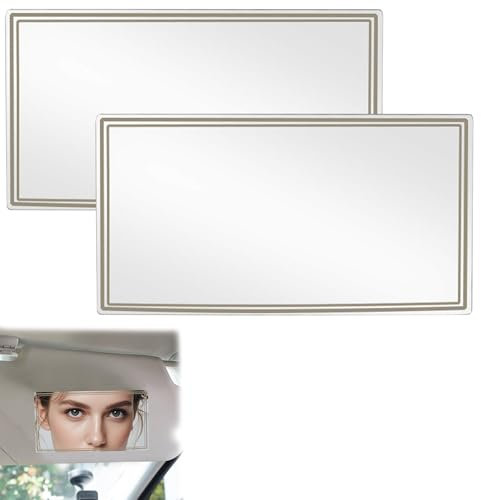 2PCS Car Vanity Mirror Self-Adhesive Sun Visor Mirror Universal Car Interior Sun-Shading Cosmetic Mirror Portable Sun Visor Makeup Mirror for Car Truck SUV Rear View Seatback Mirror