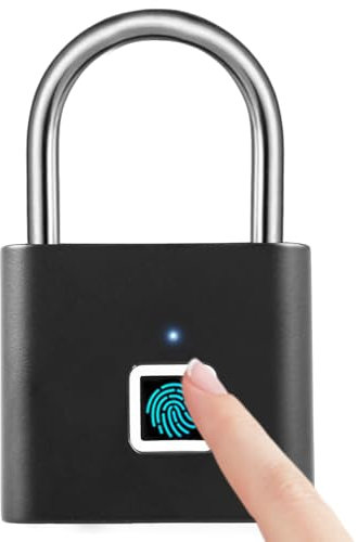 SPORWAY Bloqueo de huellas dactilares: candado de carga USB sin llave IP55 resistente al agua, candado pequeño con huella digital para gimnasio, oficina, hogar, jardín, armario (negro)