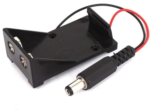 Portapilas Pila 9V, Portapila para Robótica, Portapila para arduino, Soporte de Batería 6LR61, Incluye Cable de 200mm, Voltaje Total: 9V, Conector DC 5.5 x 2.1 mm