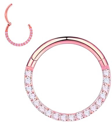 Medinah Piercing de nez en titane 16 G - Segment de charnière universel pour septum, nez, lèvre, oreille - Calibre 1,2 mm - Piercing nostril en or, argent et or rose, 1,2mm | 10mm, Titane, Zircon