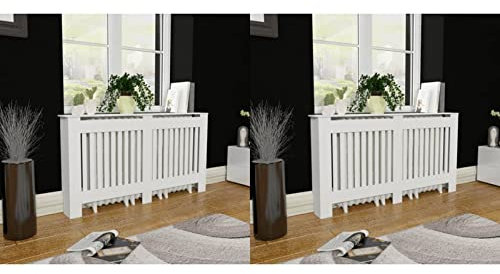 Xichuzi Heizkörperabdeckung 2 STK. Weiß MDF 152 cm, Heizung Verkleidung, Radiator Cover, Heizungsabdeckung, Verkleidung Heizkörper